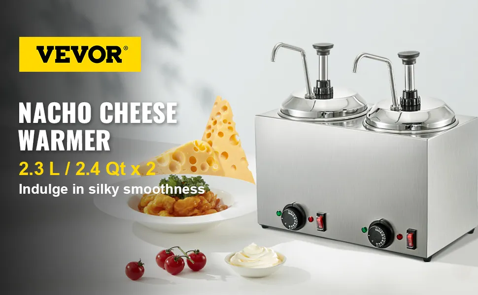 Dispensador de queso VEVOR con nachos y guarniciones, capacidad de 2,3 l/2,4 qt.