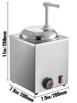 Calentador de salsa de chocolate caliente VEVOR de acero inoxidable con bomba y control de temperatura ajustable.