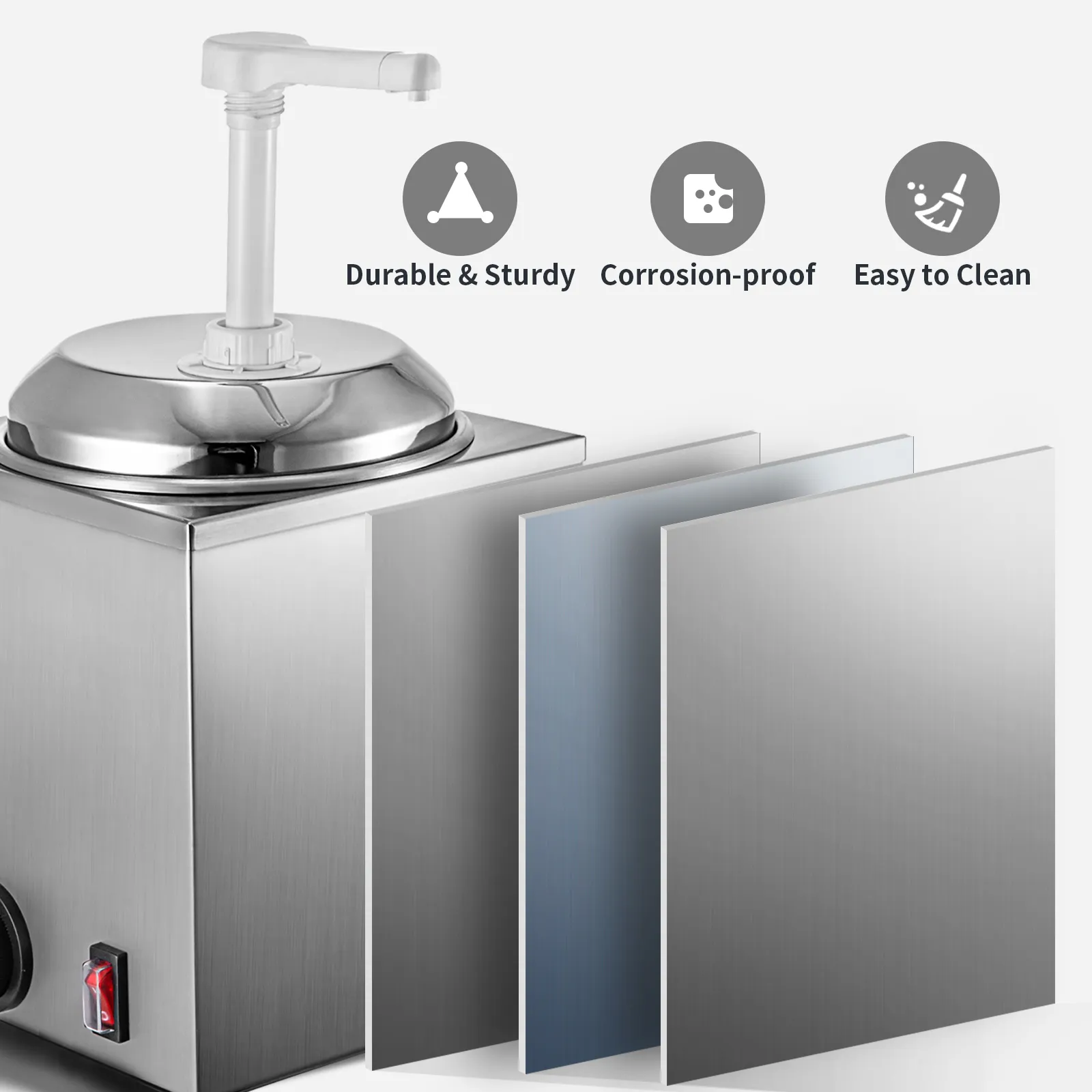 Calentador de salsa de chocolate caliente VEVOR: duradero, resistente a la corrosión y fácil de limpiar.