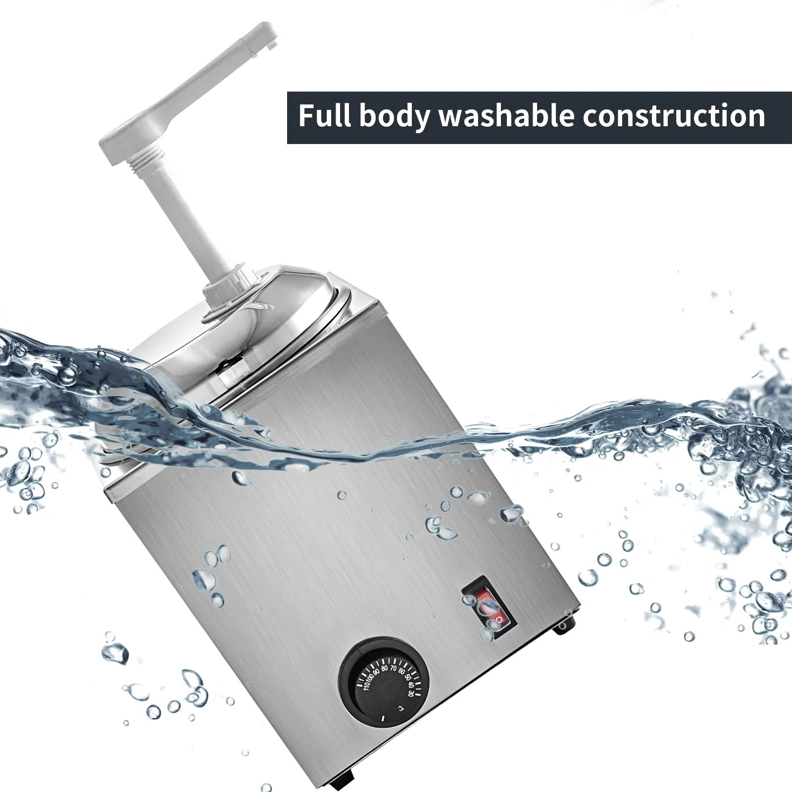 Calentador de chocolate caliente VEVOR con construcción de cuerpo completo lavable con agua.