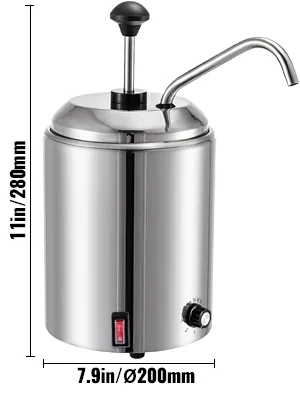 Dispensador de queso VEVOR de acero inoxidable con dimensiones 11in/280mm por 7,9in/ø200mm.