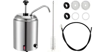Dispensador de queso VEVOR con accesorios: bomba de acero inoxidable, cepillo y varios accesorios.