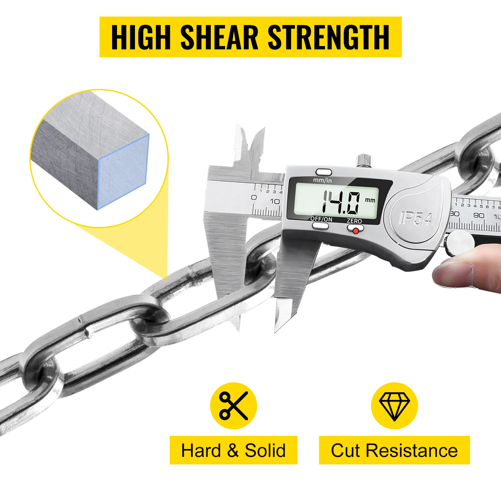 VEVOR heavy duty chain lock with high shear strength and cut resistance.