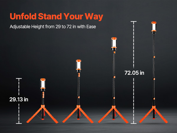 VEVOR LED Work Light with Stand, 8Ah, Rechargeable Cordless