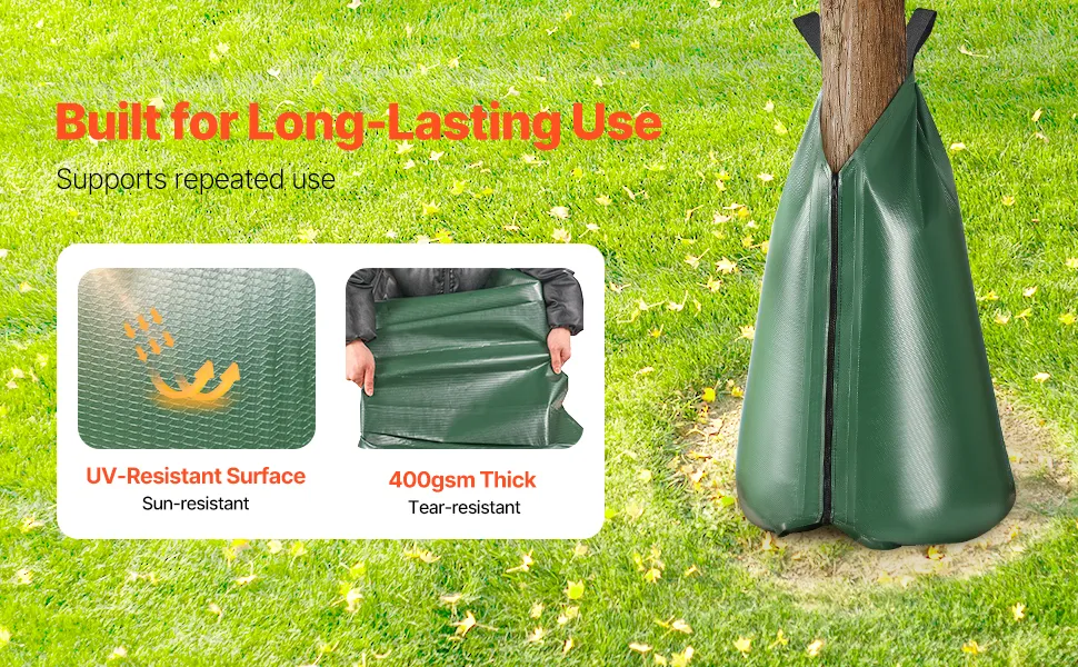 VEVOR Tree Watering Bag, 4 Packs 20 Gallons Watering Bags for New Trees, 5-9 Hours Slow Release Refillable Tree Drip Irrigation Bags with Zipper, Durable Tree Watering System for Deep Root Targeting