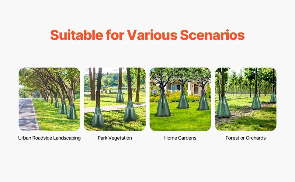 VEVOR Tree Watering Bag, 4 Packs 20 Gallons Watering Bags for New Trees, 5-9 Hours Slow Release Refillable Tree Drip Irrigation Bags with Zipper, Durable Tree Watering System for Deep Root Targeting