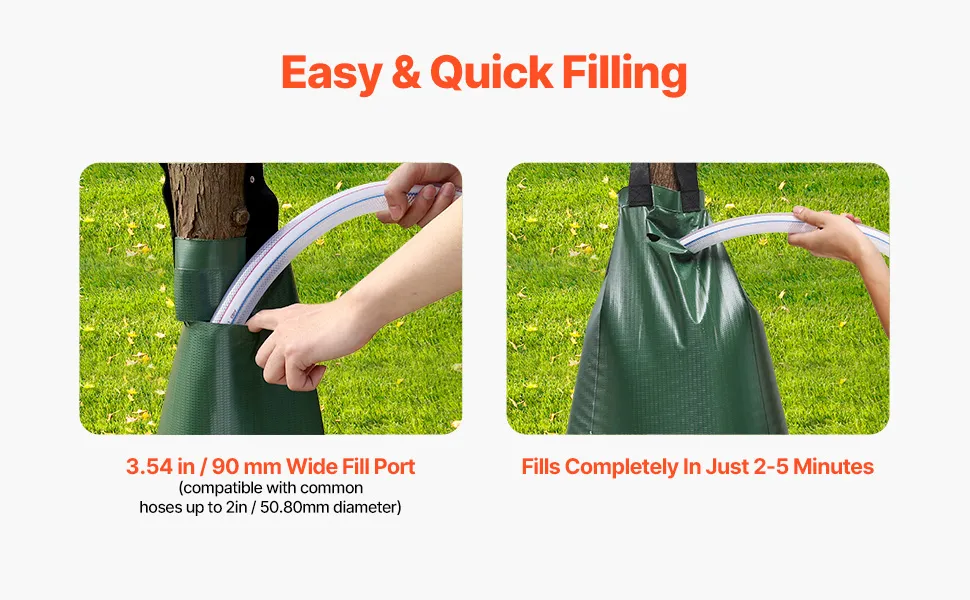 VEVOR Tree Watering Bag, 4 Packs 20 Gallons Watering Bags for New Trees, 5-9 Hours Slow Release Refillable Tree Drip Irrigation Bags with Zipper, Durable Tree Watering System for Deep Root Targeting