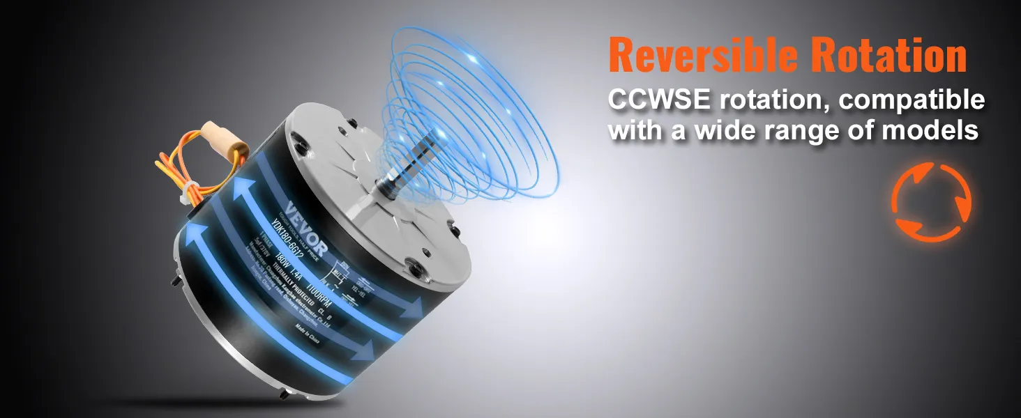 Motor de ventilador de condensador VEVOR con rotación reversible en sentido antihorario, compatible con muchos modelos.