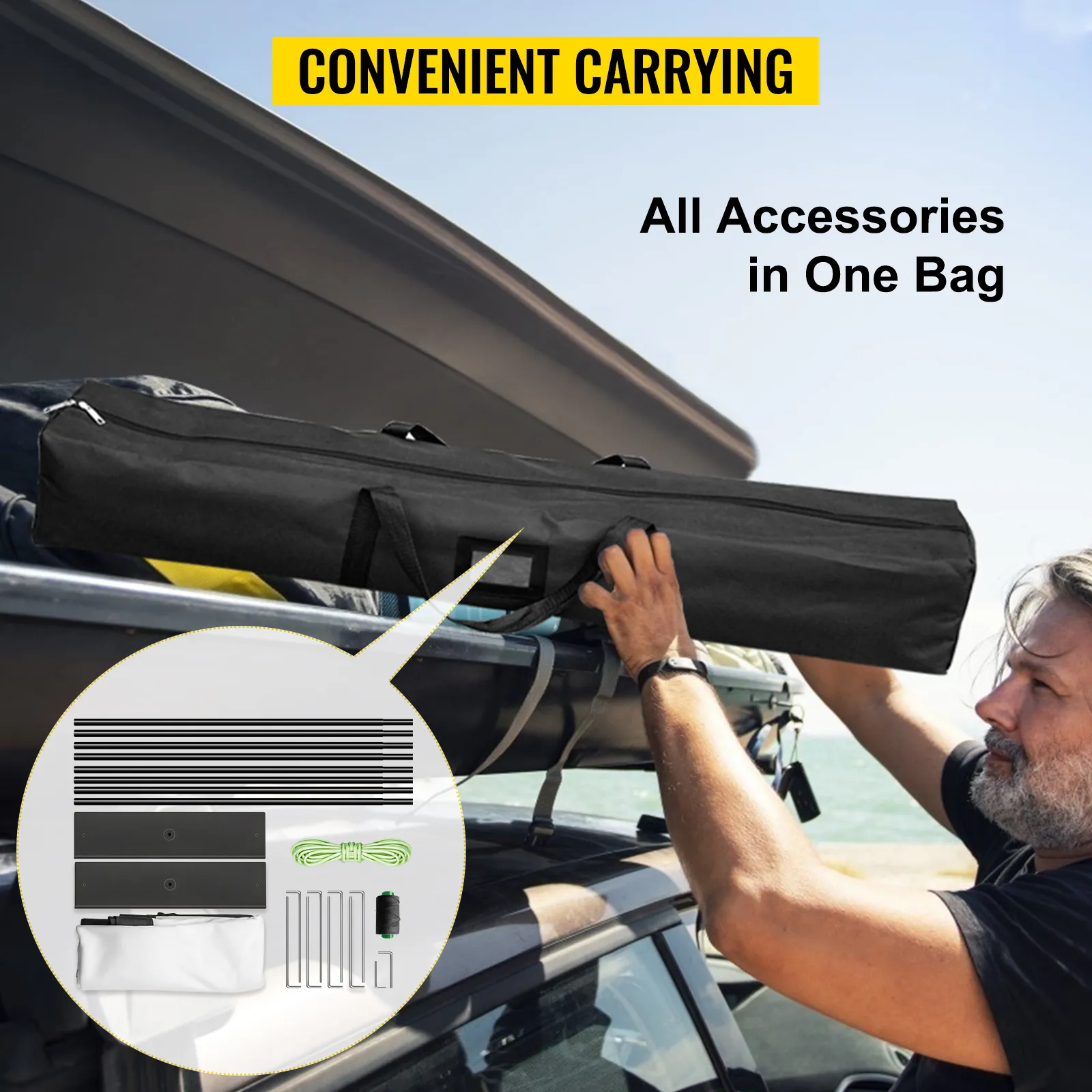 VEVOR projector screen 100inch, convenient carrying with all accessories in one bag.