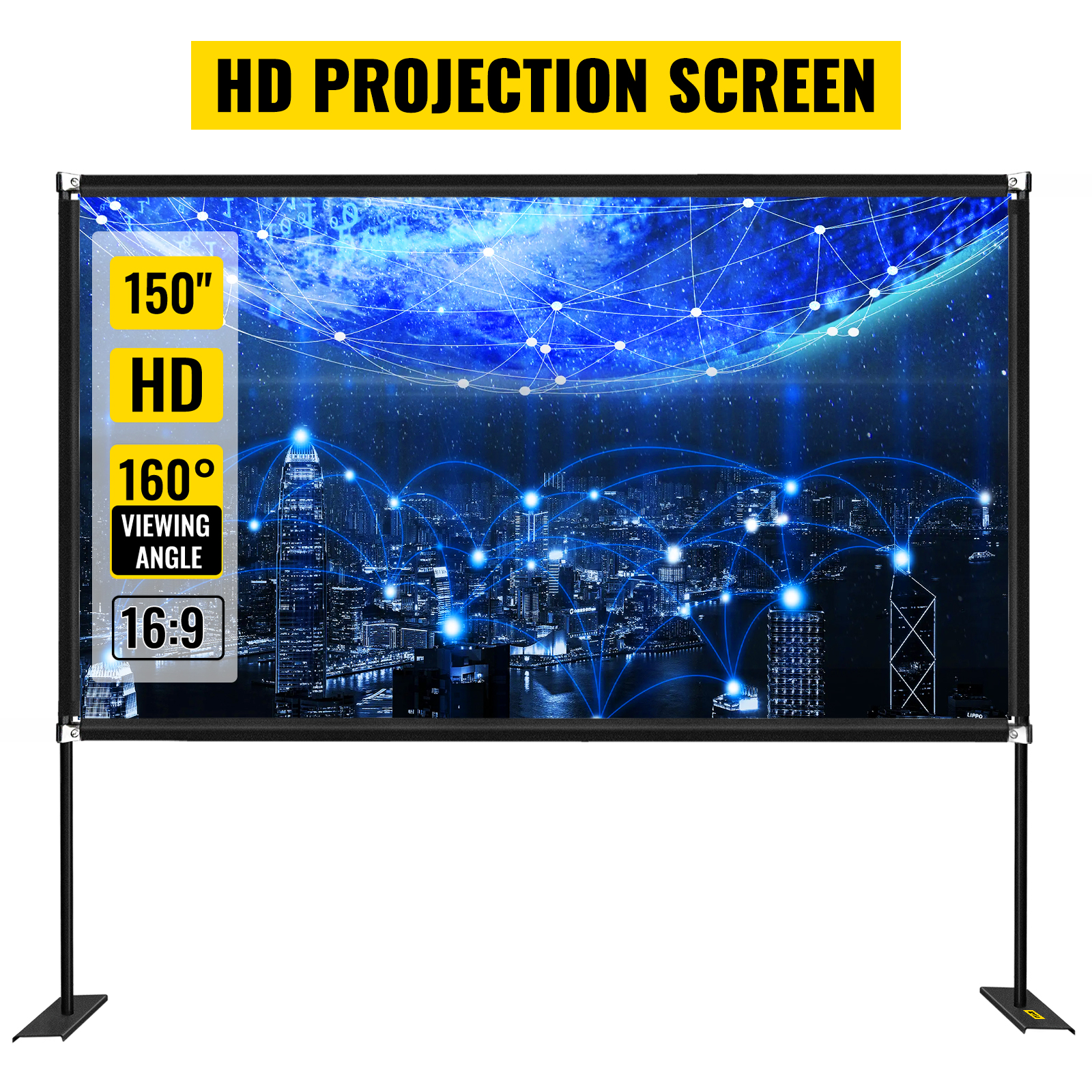 VEVOR Projector Screen with Stand 150inch Portable Movie