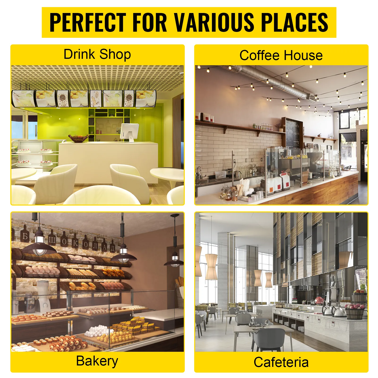 Máquina para hacer helados comerciales VEVOR, ideal para tiendas de bebidas, cafeterías, panaderías, cafeterías.