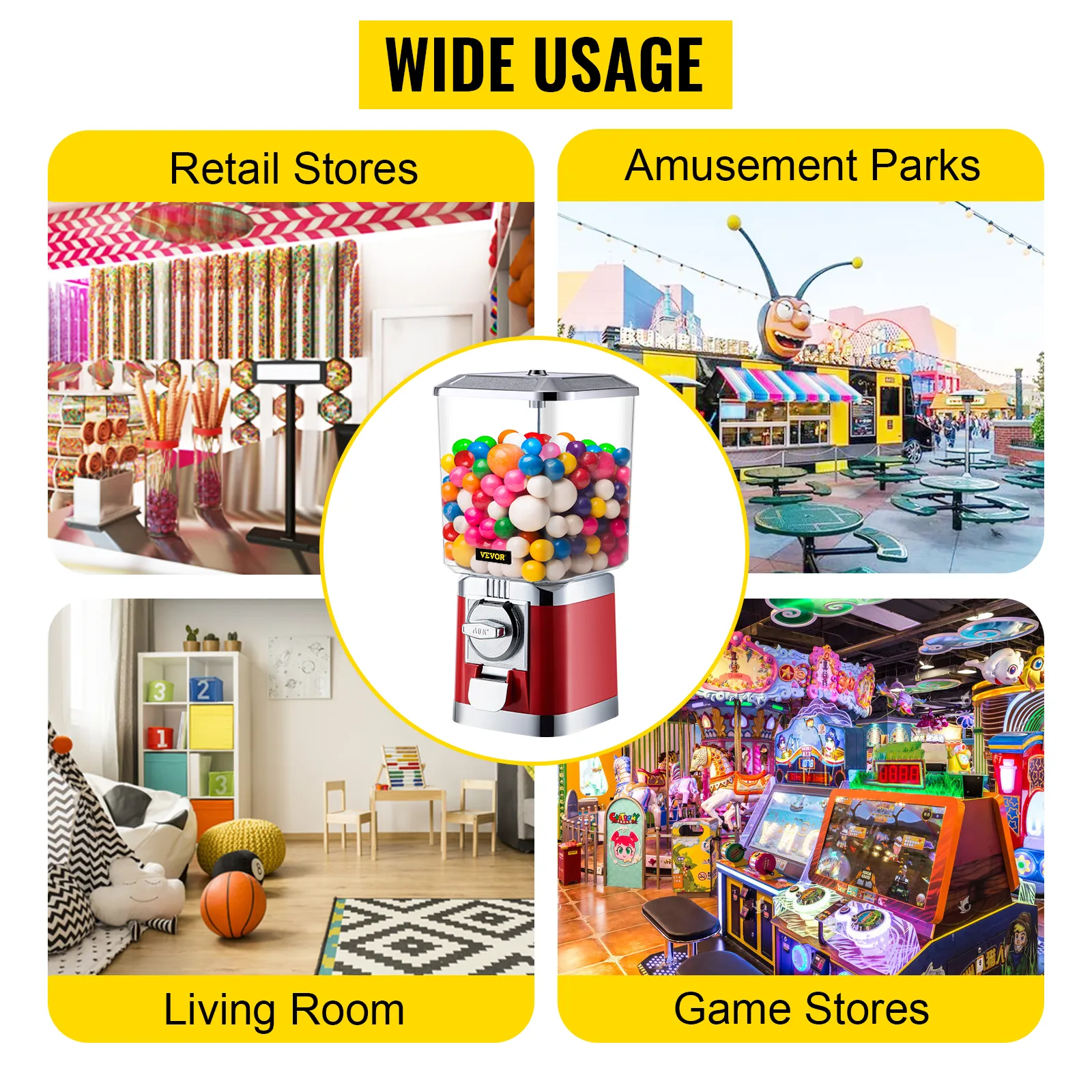 Máquina de chicles VEVOR para tiendas minoristas, parques de atracciones, salas de estar y tiendas de juegos.
