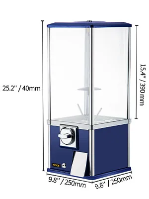 Máquina expendedora de dulces VEVOR, azul con dimensiones 25,2"x9,8"x15,4".