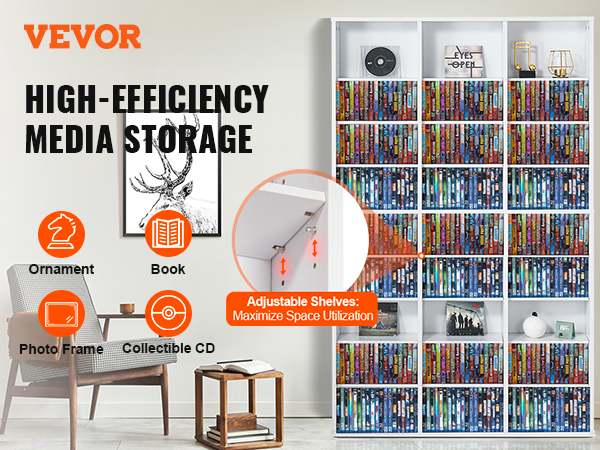 VEVOR Media-opbergkast, 9-laags dvd-rek voor maximaal 756 cd's