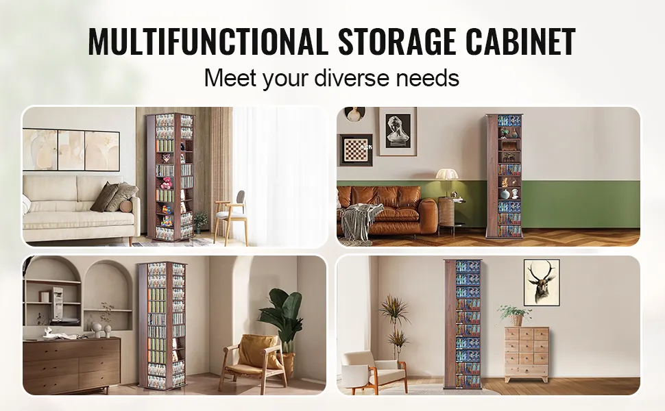 Drehbarer Medienturm von VEVOR für Wohnzimmer mit vielseitigem Stauraum für unterschiedliche Anforderungen.