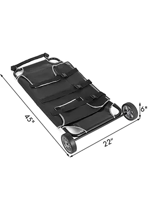 Camilla para animales VEVOR, negra, 45" x 22" x 6", con ruedas y correas de seguridad.