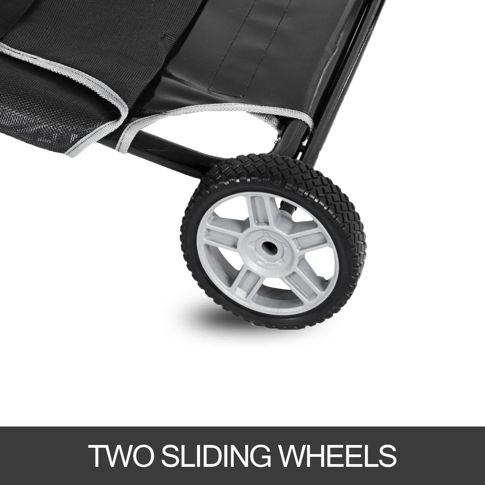 Camilla para animales VEVOR con dos ruedas deslizantes y tejido negro duradero.