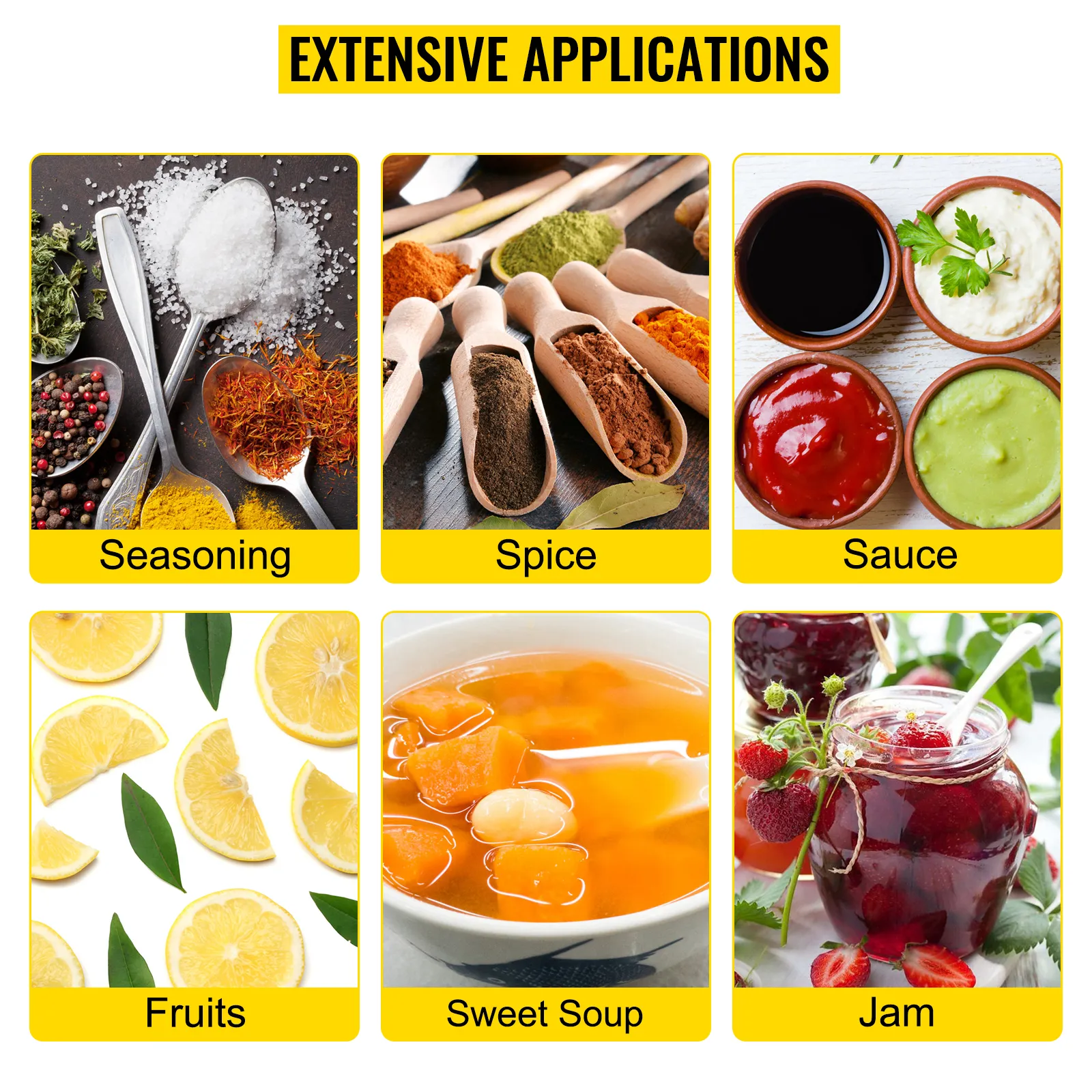 Estante de especias expandible VEVOR para condimentos, especias, salsas, frutas, sopas dulces y mermeladas.