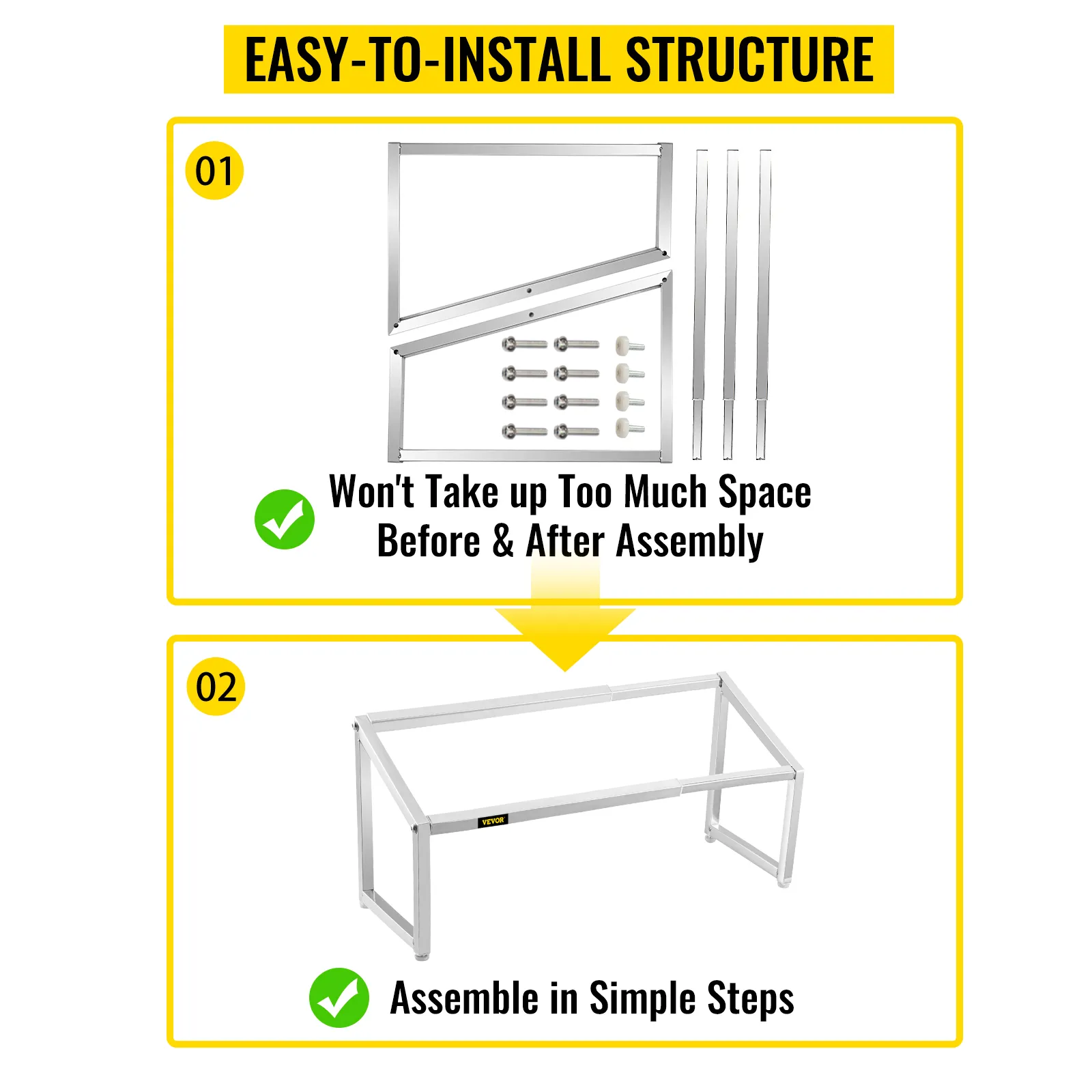 Estante de especias expandible VEVOR fácil de instalar con instrucciones de montaje.