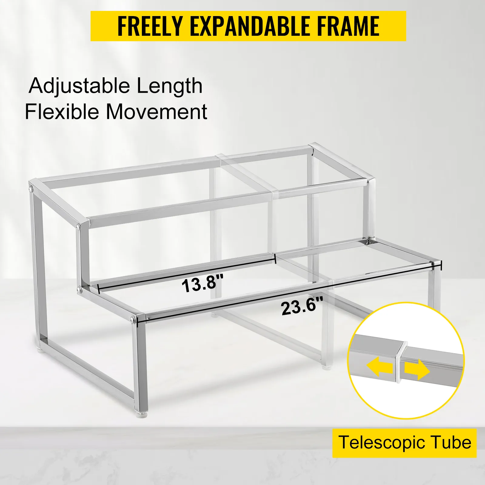 Estante para especias extensible VEVOR con longitud ajustable y movimiento flexible.