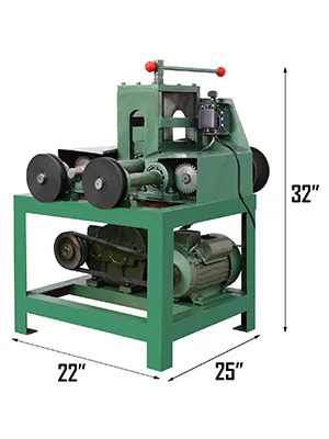 VEVOR electric pipe bender, dimensions 32" x 25" x 22", green with red handles