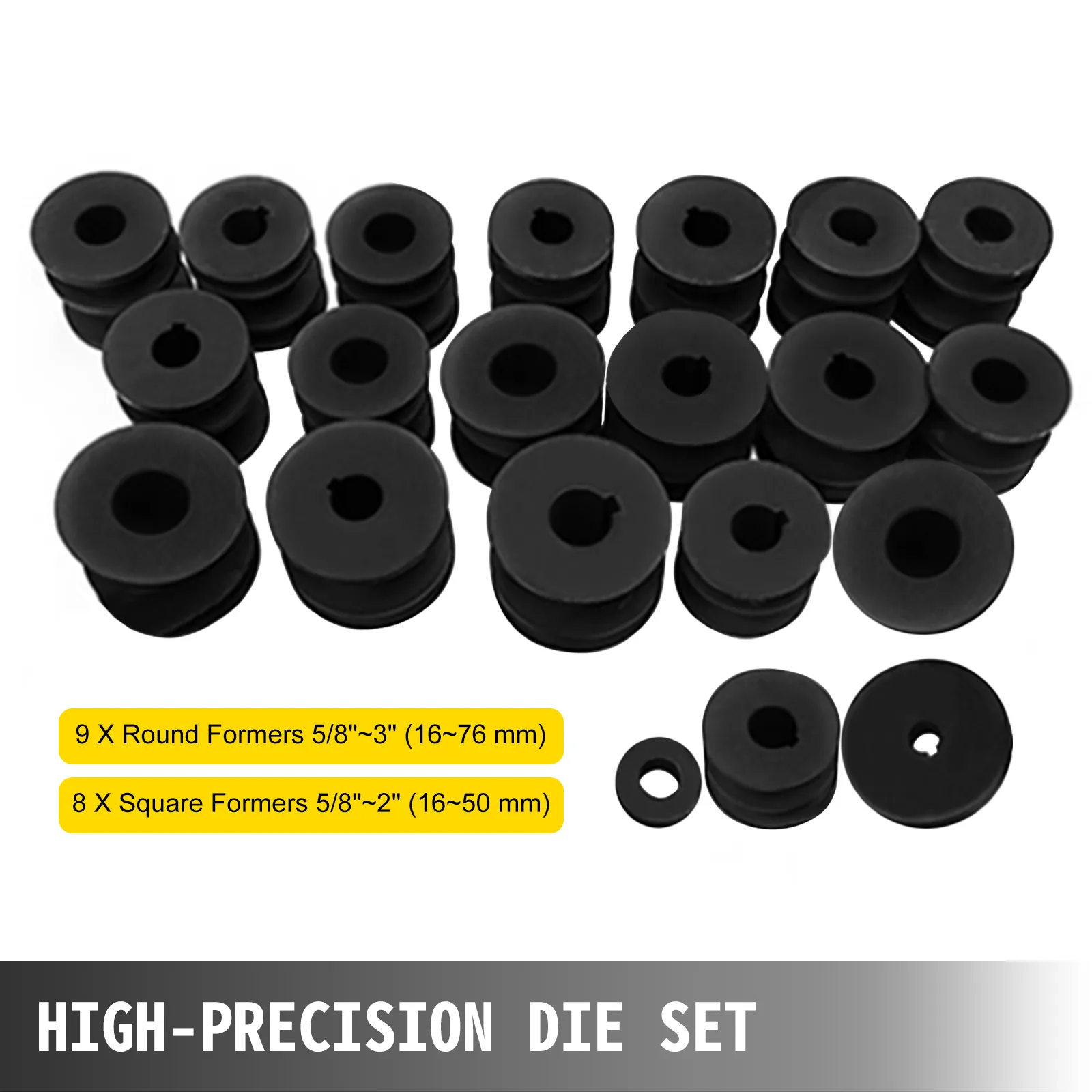 high-precision die set for VEVOR electric pipe bender, featuring 17 round and square formers.