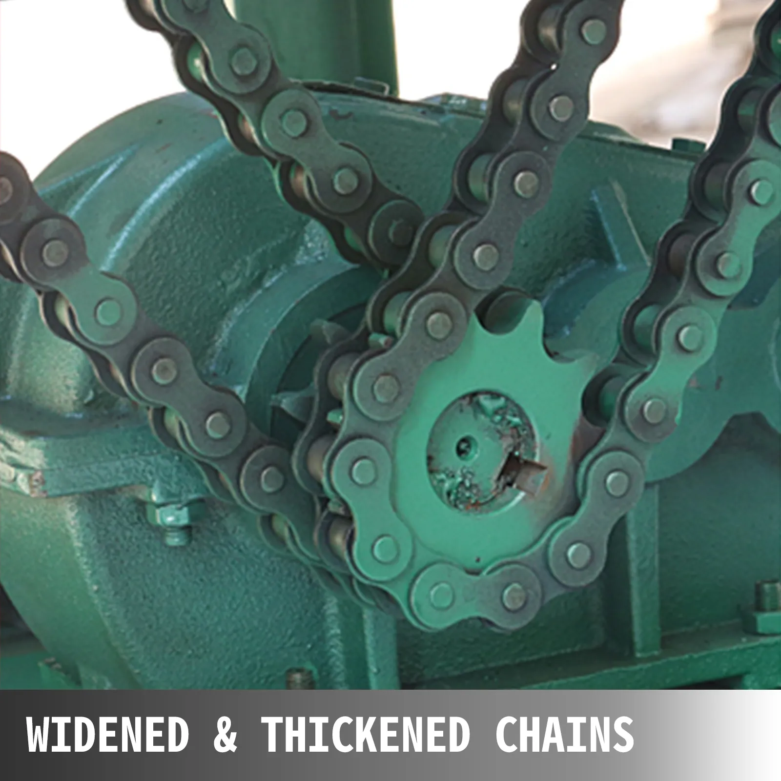 VEVOR electric pipe bender with thickened widened chains in close-up.