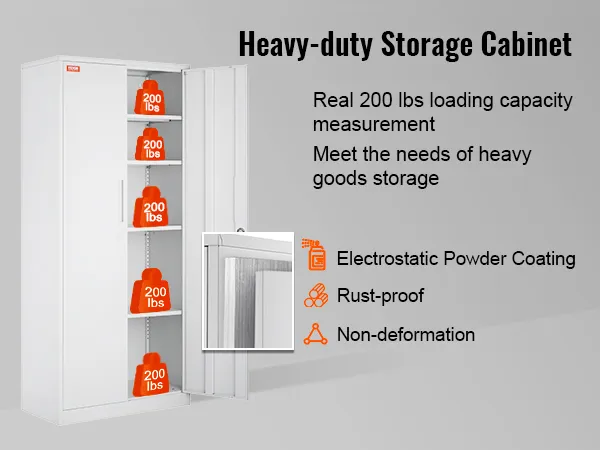Robuster VEVOR-Metall-Aufbewahrungsschrank mit 200 lbs Tragkraft, elektrostatischer Pulverbeschichtung, rostfrei.