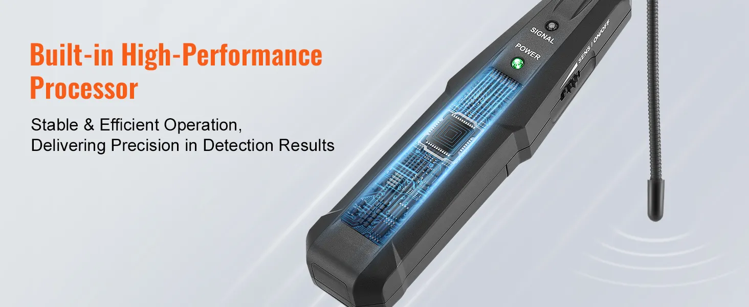 VEVOR ondergrondse kabelzoeker met ingebouwde, krachtige processor voor nauwkeurige detectieresultaten.