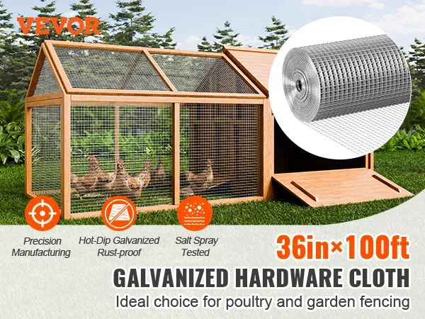 VEVOR-Drahtgeflecht, 36 Zoll x 100 Fuß, ideal für Geflügelzäune, durch präzise Fertigung.