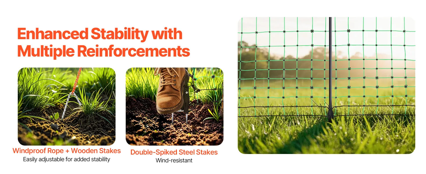 two sheep by VEVOR electric fence netting ensuring protection against predators. pe and stainless steel wire.