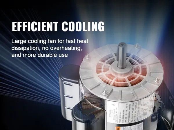 efficient cooling system of the VEVOR air compressor motor, showcasing fast heat dissipation.