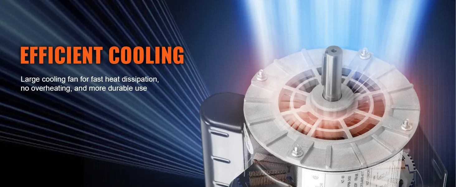 efficient cooling system of the VEVOR air compressor motor, showcasing fast heat dissipation.