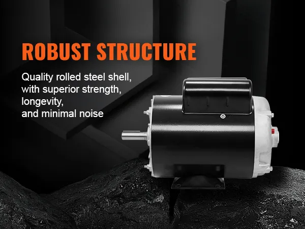 Motor compresor de aire VEVOR con carcasa de acero robusta, diseñado para una resistencia superior y un ruido mínimo.