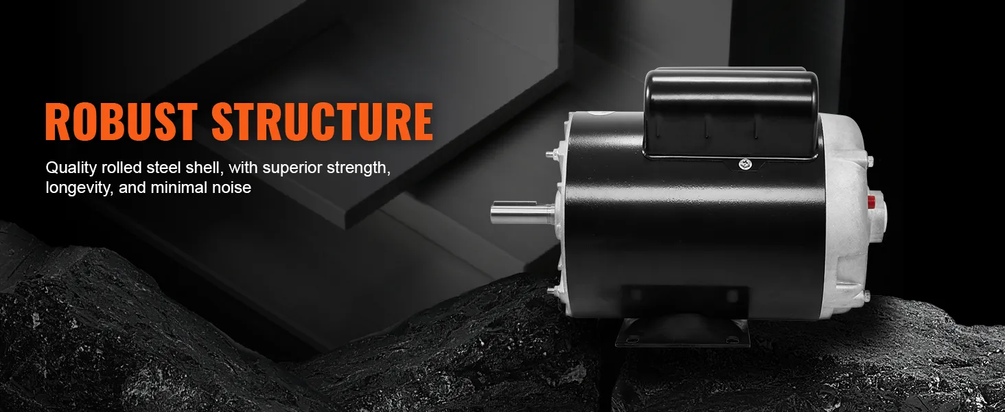 Motor compresor de aire VEVOR con carcasa de acero robusta, diseñado para una resistencia superior y un ruido mínimo.