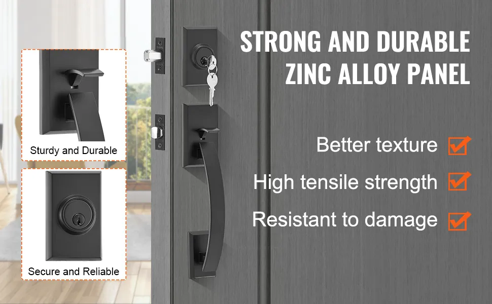 Double Door Handle Set Double Door Lock Set Matte Black Arched Door Lever