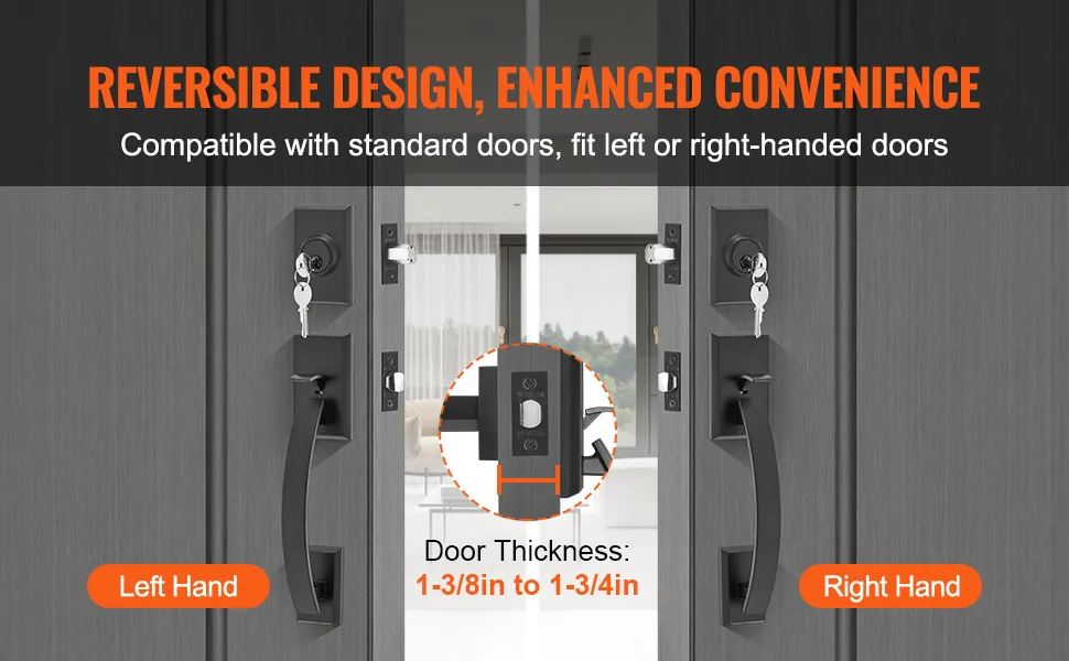 Double Door Handle Set Double Door Lock Set Matte Black Arched Door Lever