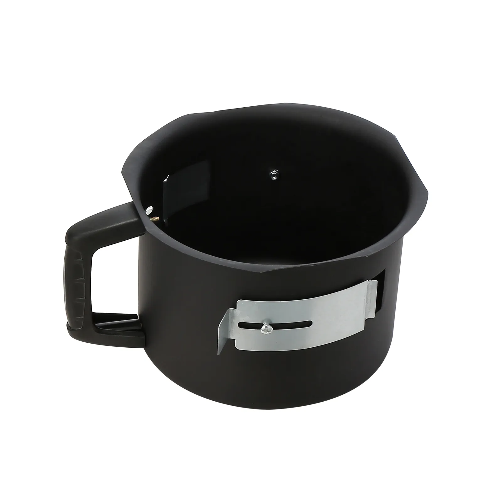 black metal accessory with handle, compatible with the VEVOR charcoal grill, featuring a secure latch.