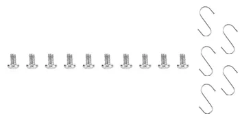 Metallische Befestigungsklammern, Schrauben und Haken für Spritzschutz der VEVOR-Reihe auf weißem Hintergrund.