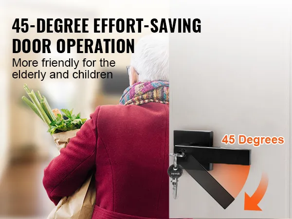 45-degree effort-saving door operation by VEVOR entry door handle, ideal for elderly and children.