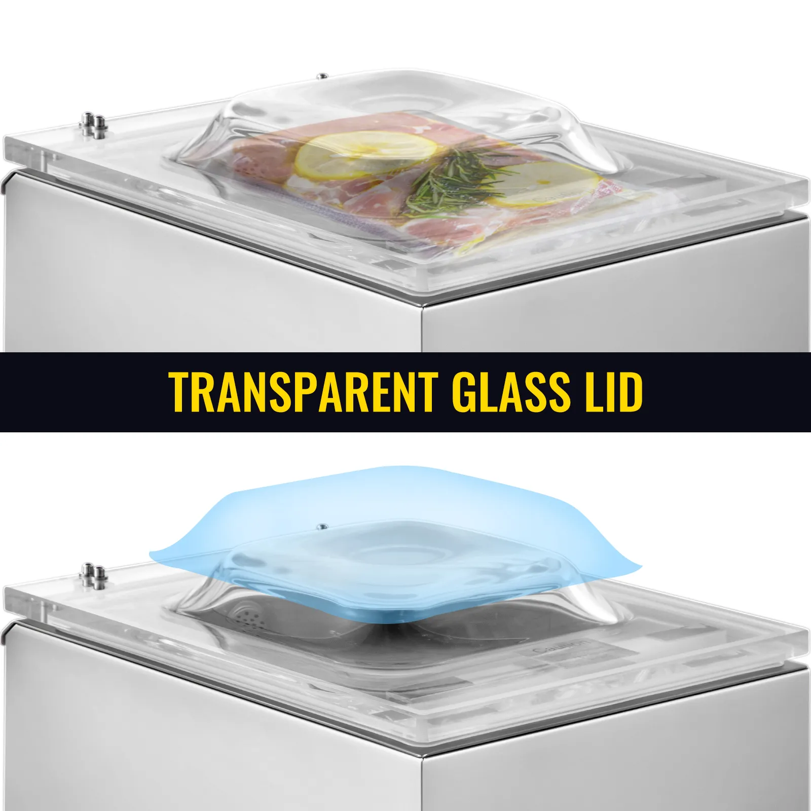 Envasadora al vacío de cámara VEVOR con tapa de cristal transparente para una visibilidad óptima.