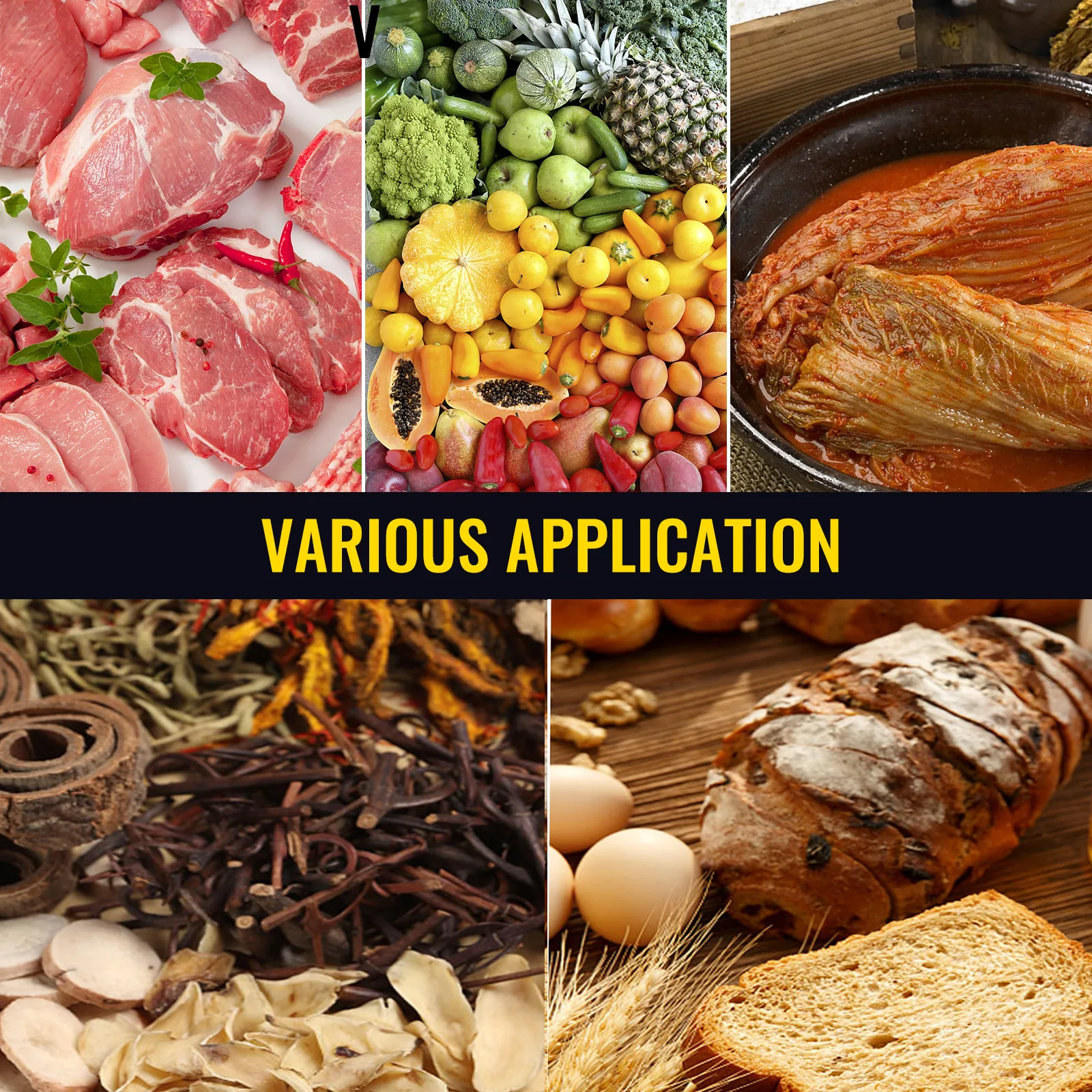 Envasadora al vacío de cámara VEVOR para carne fresca, frutas, verduras, especias y pan