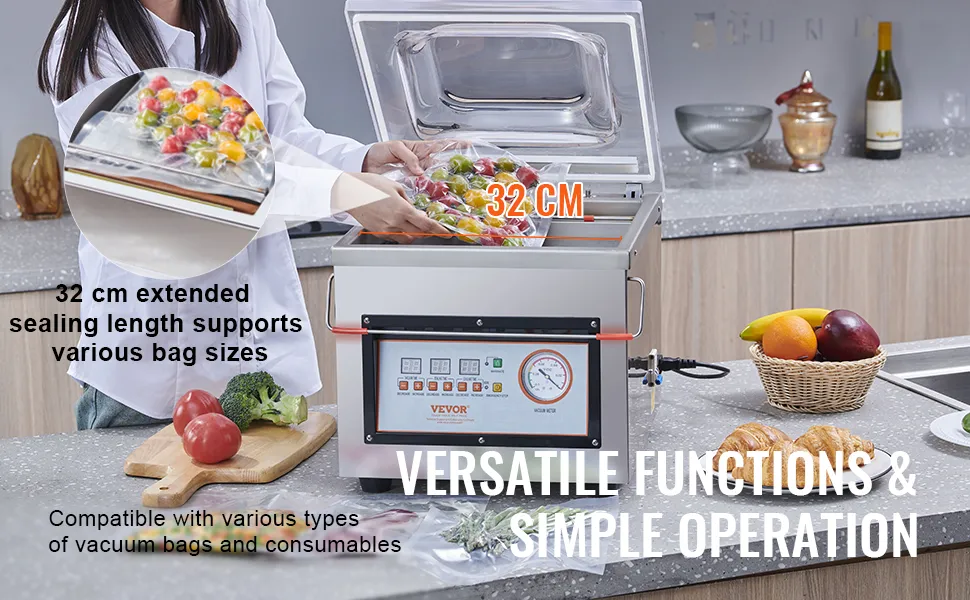 VEVOR Chamber Vacuum Sealer DZ-260C Kitchen Food Chamber Vacuum Sealer, 110V Packaging Machine Sealer for Food Saver, Home, Commercial Using