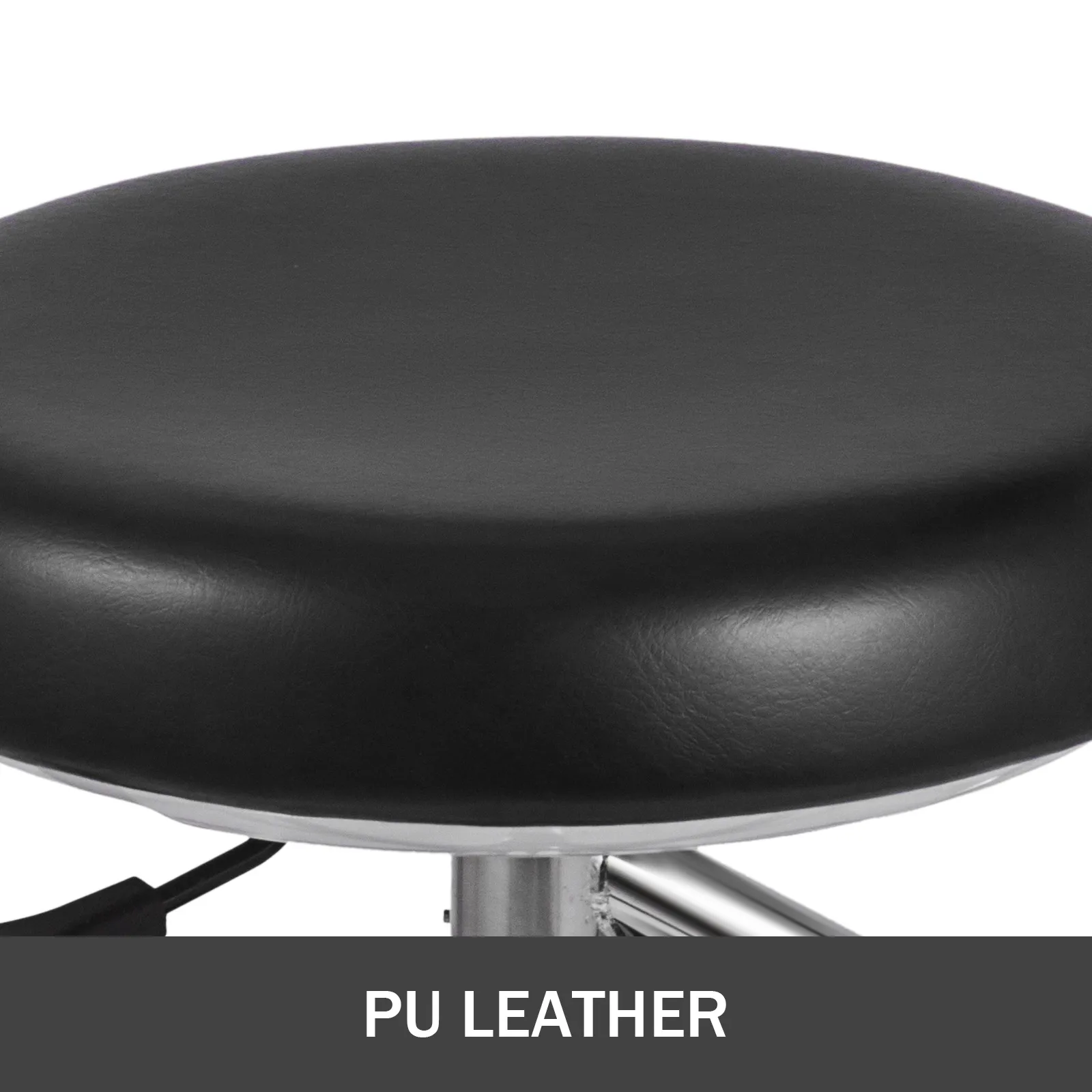 black VEVOR dental stool with pu leather upholstery and chrome base.