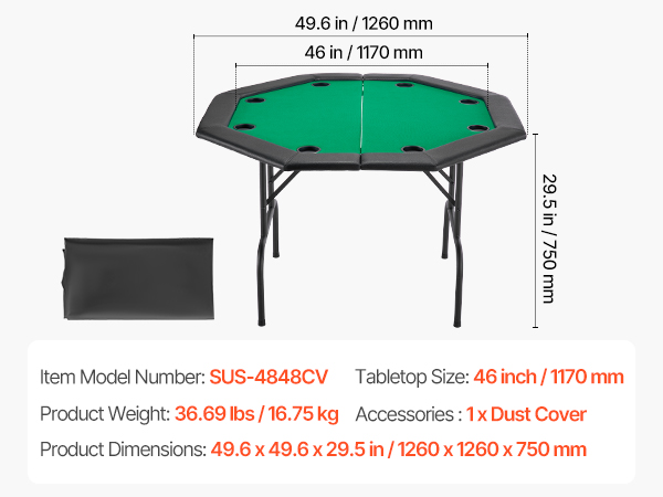 ⑦【美品】VEVOR 折りたたみ式　ポーカーテーブル　8人用 Amazon.com: VEVOR 8 Player Poker Table Foldable, Portable Folding
