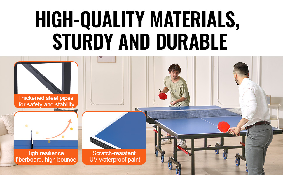 VEVOR Tischtennistisch Faltbar – Professioneller MDF-Tisch, 274x152,5x76 Cm, Mit Netz & Rollen | Für Indoor, Büro, Familie & Wettkampf
