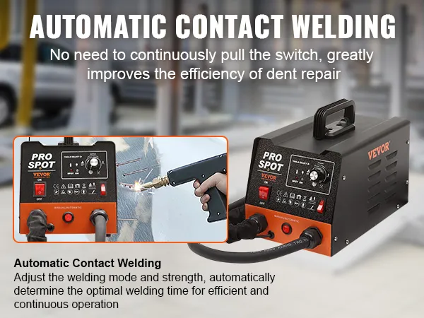 VEVOR stud welder dent repair kit showcasing automatic contact welding for efficient dent repair.
