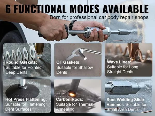 VEVOR stud welder dent repair kit with 6 functional modes for car body repair.