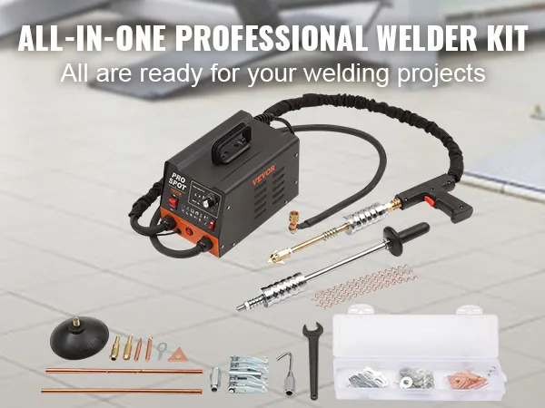 all-in-one professional welder kit with VEVOR stud welder dent repair kit and accessories.