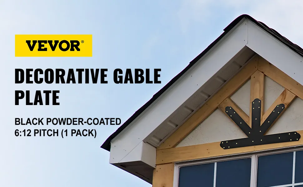 VEVOR Giebelplatte am Hausgiebel, schwarz pulverbeschichtet, Neigung 6:12.